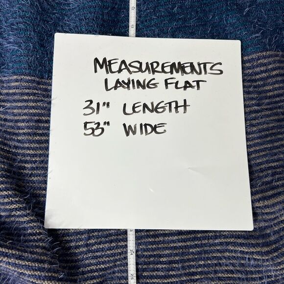 Contempo Size OS One Size Blue Knit Eyelash Shawl Wrap Kimono Poncho Boho - Picture 12 of 13